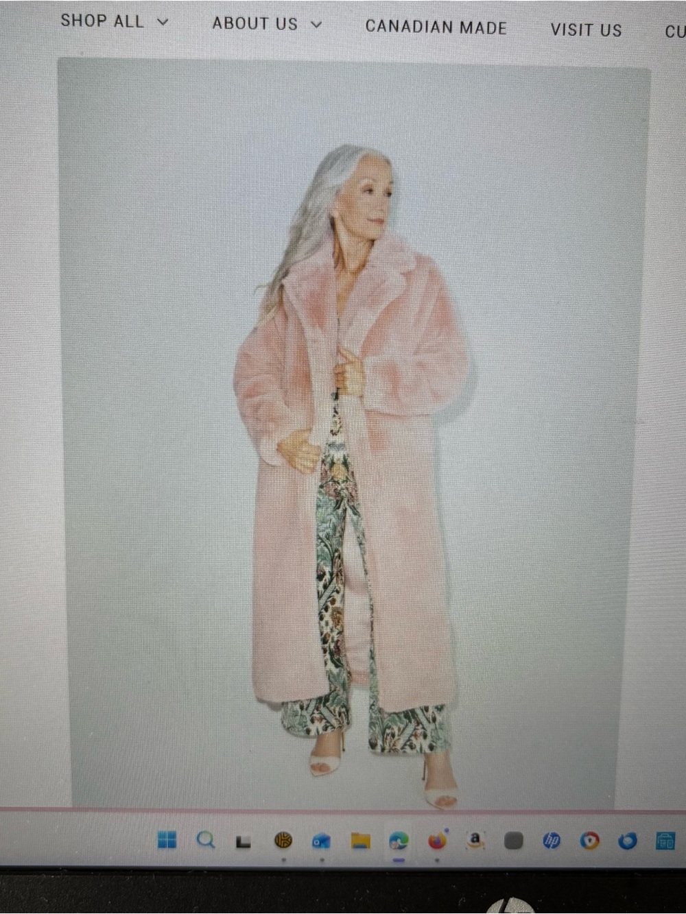 Long Teddy Faux Fur Coat in Blush Pink